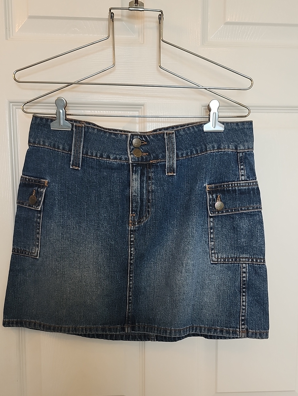 Y2K Bubblegum Denim Cargo Mini Skirt - Blue Sz 9-10